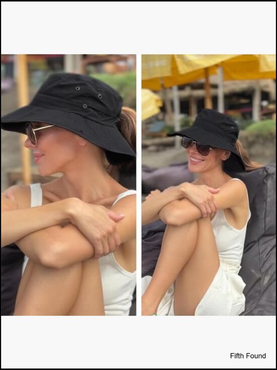 Packable Sun Hat with Ponytail Hole UPF 80+ Wide Brim Adjustable